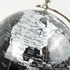 33.5cm Tall Rotating Globe Ornament - Black & Silver