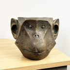 16cm Bronze Monkey Head Plant Pot Holder – Resin