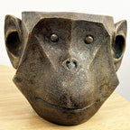 16cm Bronze Monkey Head Plant Pot Holder – Resin