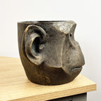 16cm Bronze Monkey Head Plant Pot Holder – Resin