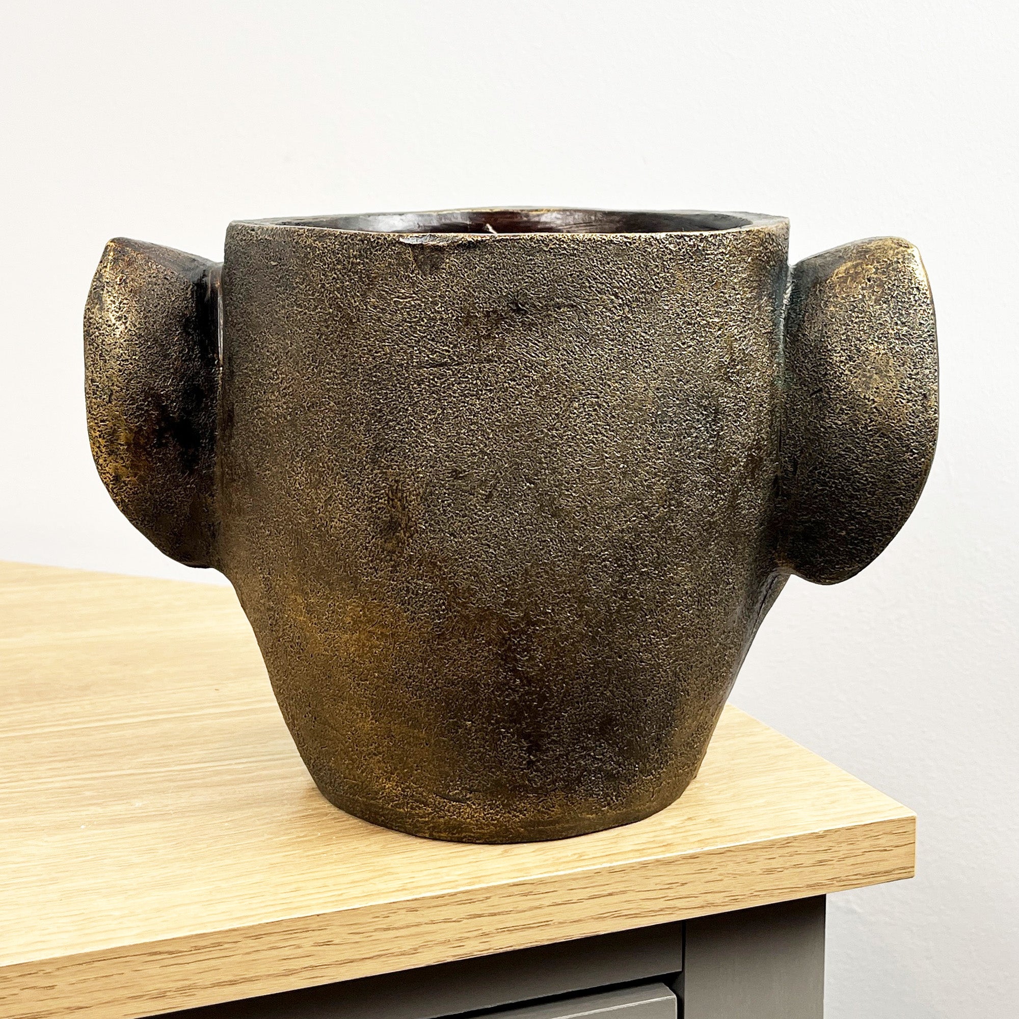 16cm Bronze Monkey Head Plant Pot Holder – Resin