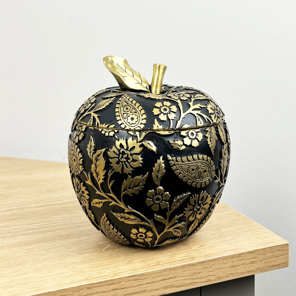 13.5cm Floral Apple Ornament / Trinket Pot - Resin