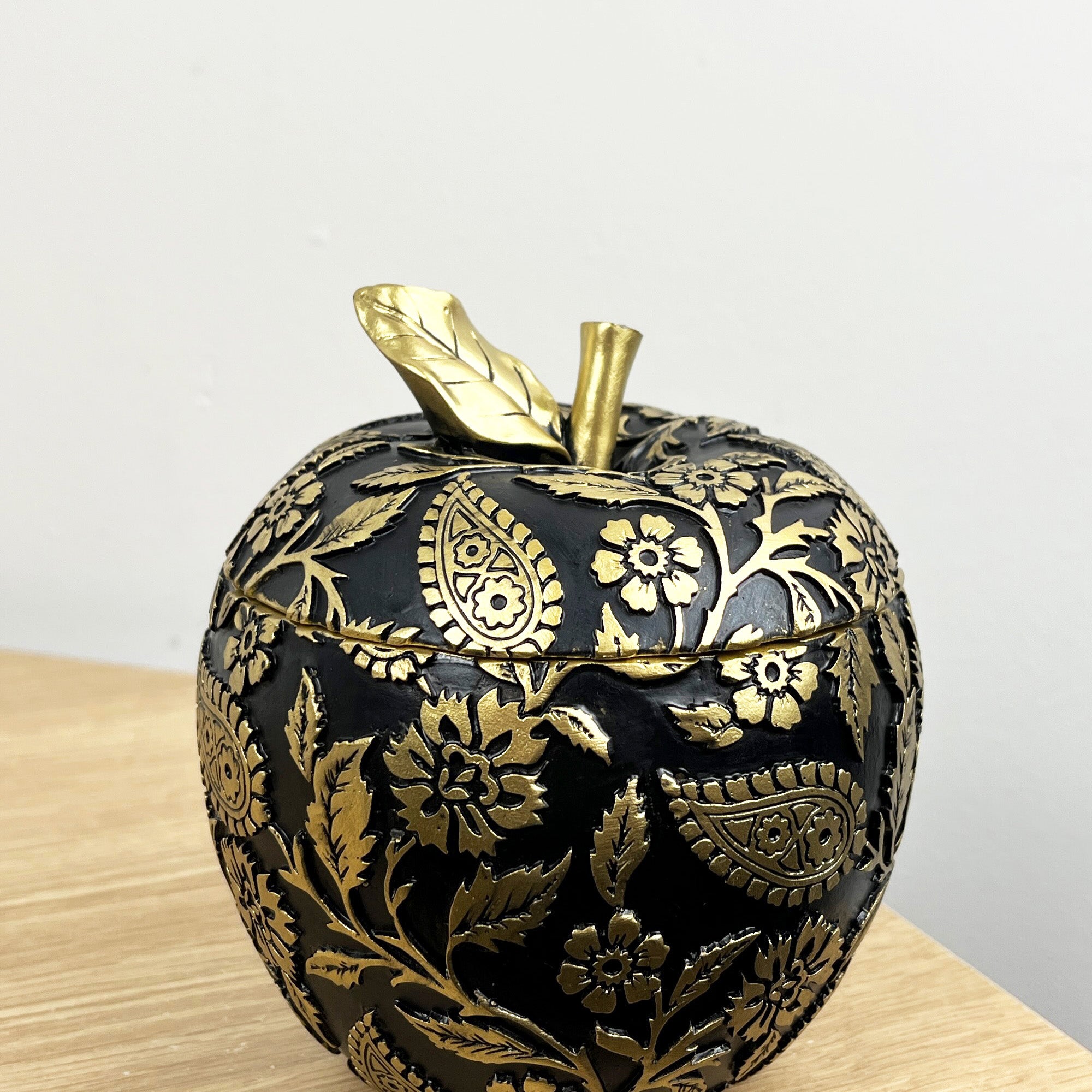 13.5cm Floral Apple Ornament / Trinket Pot - Resin