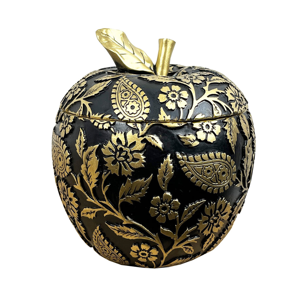 13.5cm Floral Apple Ornament / Trinket Pot - Resin