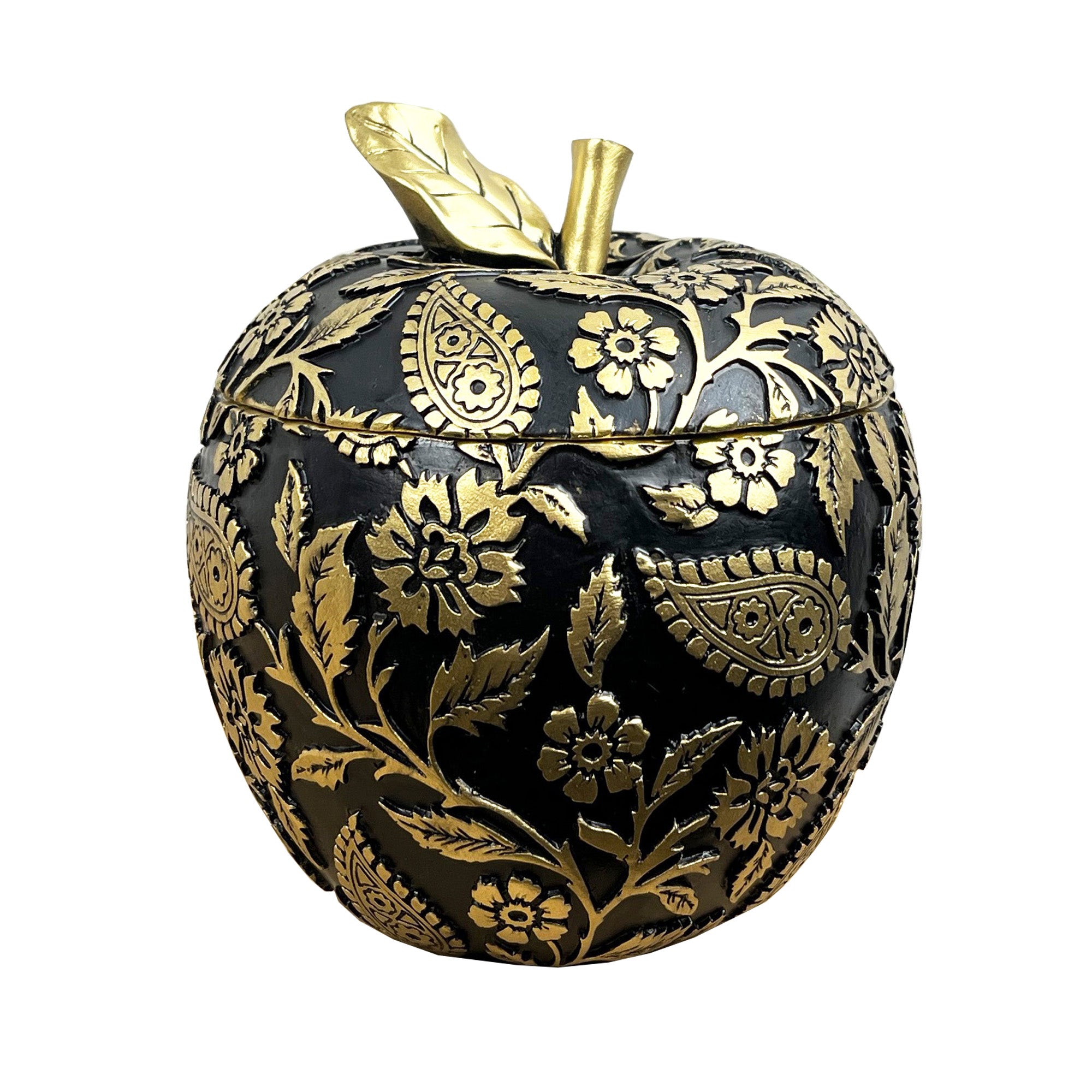 13.5cm Floral Apple Ornament / Trinket Pot - Resin