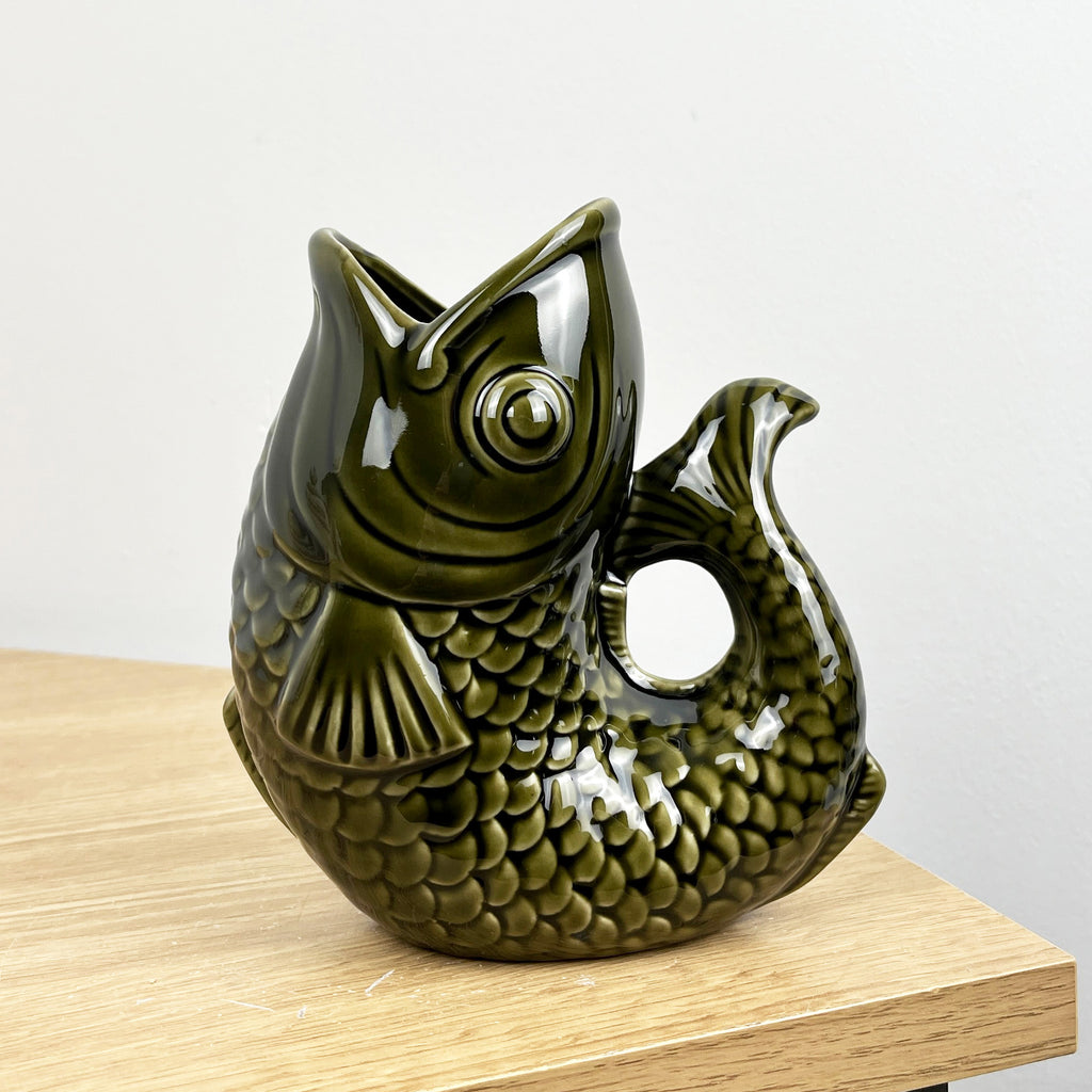 15.5cm Small Nautical Fish Jug Ornament - Dark Green