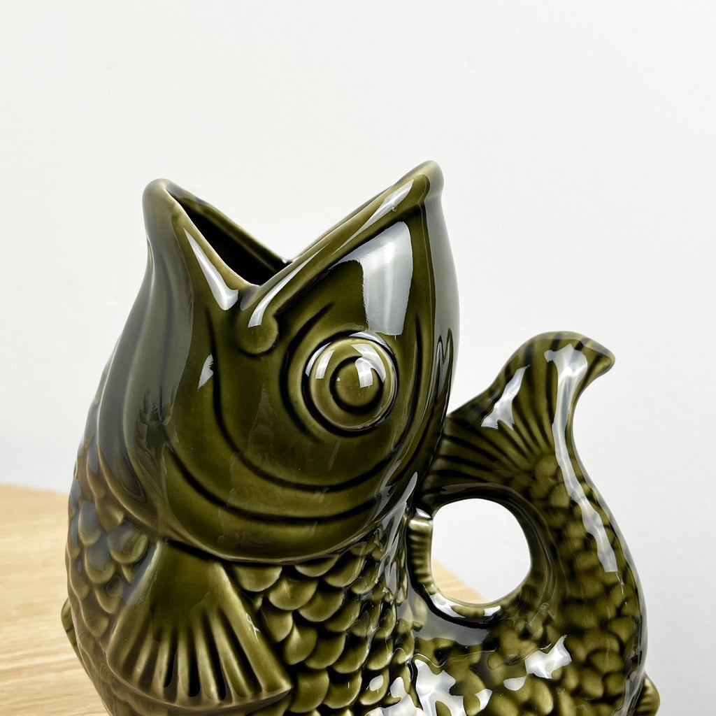 15.5cm Small Nautical Fish Jug Ornament - Dark Green