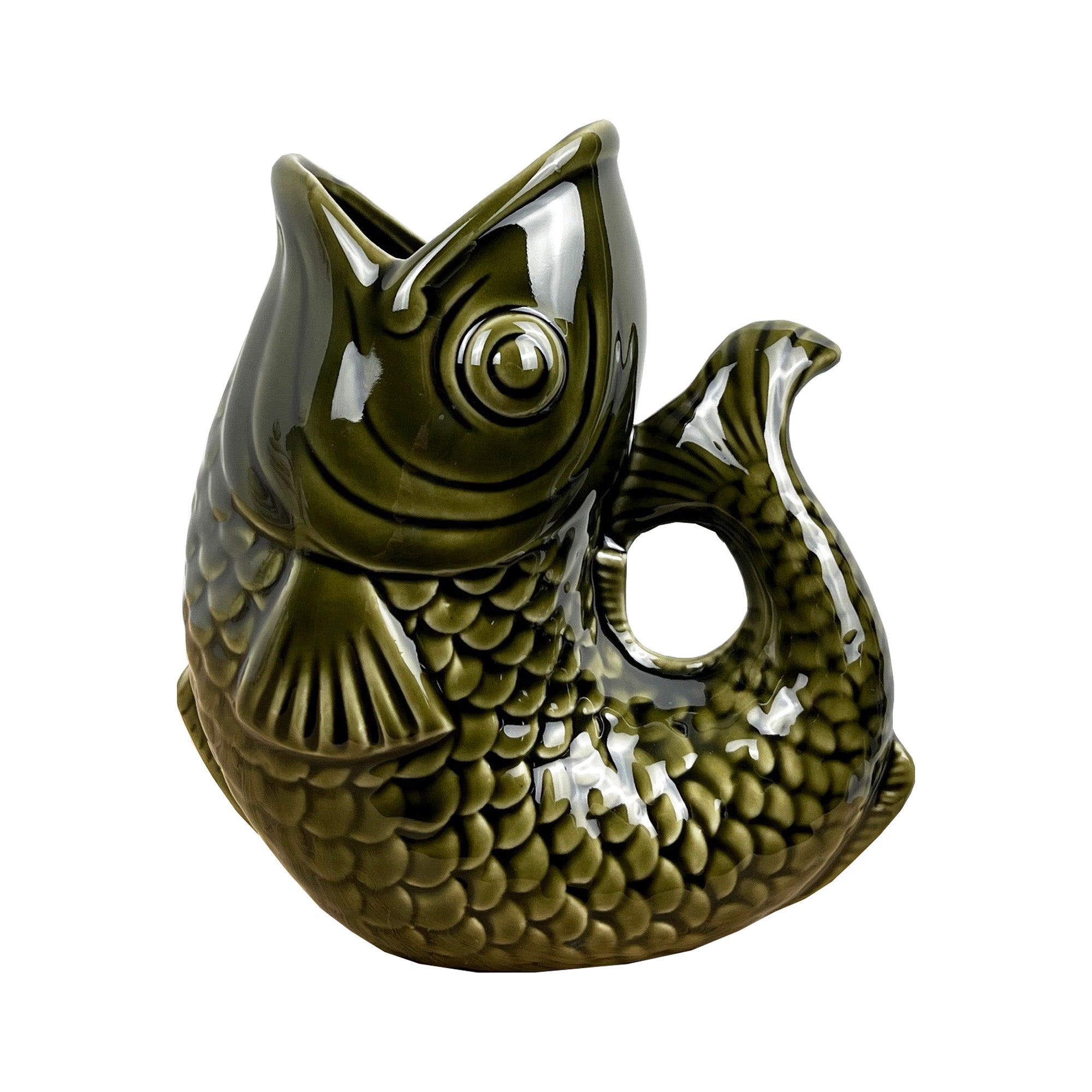 15.5cm Small Nautical Fish Jug Ornament - Dark Green