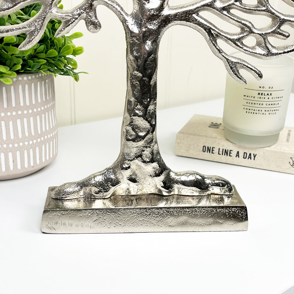 36cm Large Metal Tree of Life Ornament - Silver