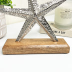 19cm Nautical Star Fish on Wood Ornament – Aluminium