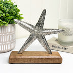 19cm Nautical Star Fish on Wood Ornament – Aluminium