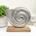21.5cm Nautical Metal Seashell on Wood Ornament – Silver
