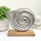 21.5cm Nautical Metal Seashell on Wood Ornament – Silver