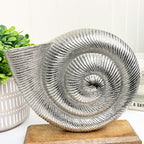 21.5cm Nautical Metal Seashell on Wood Ornament – Silver