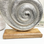 21.5cm Nautical Metal Seashell on Wood Ornament – Silver
