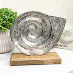 21.5cm Nautical Metal Seashell on Wood Ornament – Silver