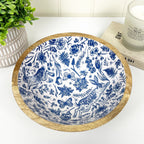23.5cm Decorative Wooden Bowl with Enamel Woodland Hare Design