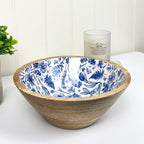 23.5cm Decorative Wooden Bowl with Enamel Woodland Hare Design