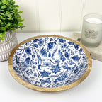 23.5cm Decorative Wooden Bowl with Enamel Woodland Hare Design