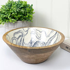 23.5cm Decorative Wooden Bowl with Enamel Octopus Design