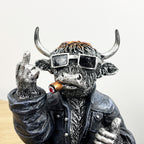 18cm Rude Middle Finger Highland Cow Ornament – Resin