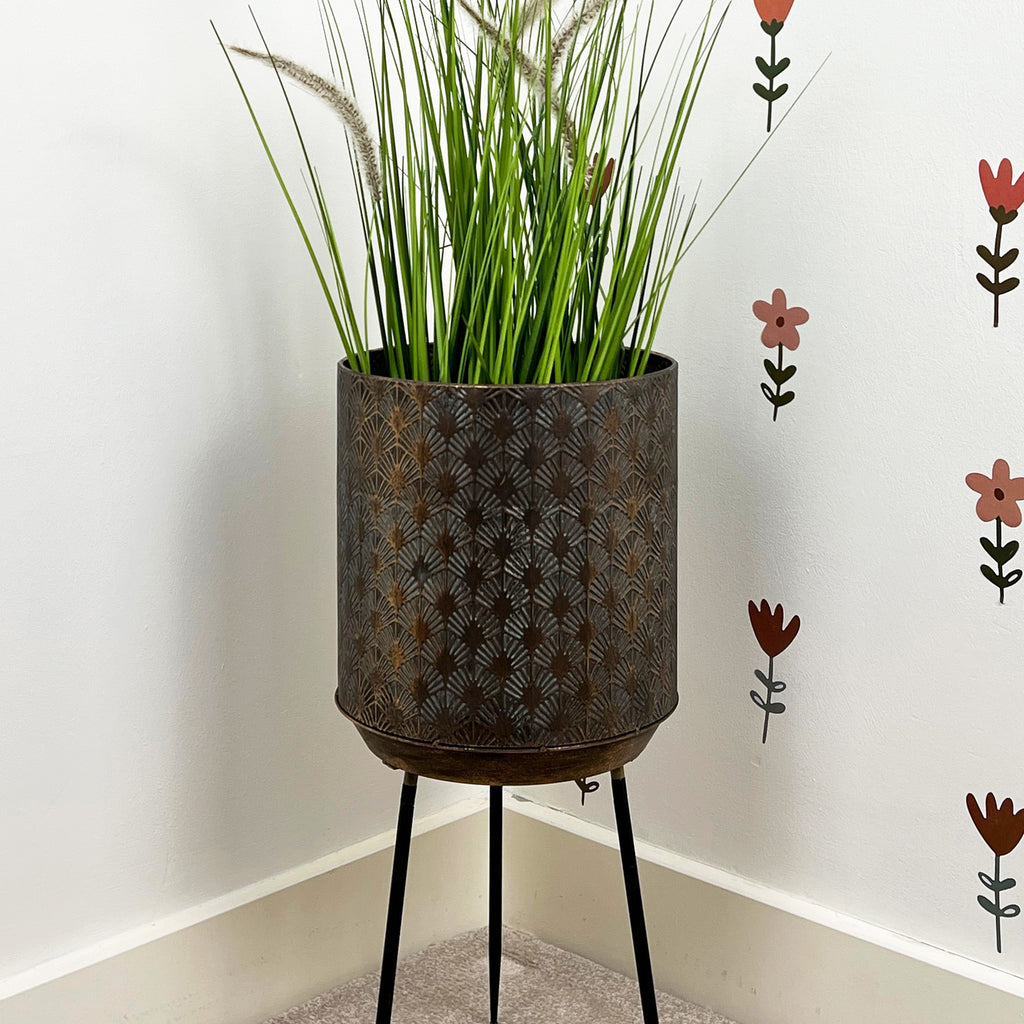 56cm Tall 'Art Deco' Indoor Plant Pot Holder Stand – Metal
