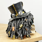17.5cm Steampunk Dreadlocks Skull Ornament – Resin