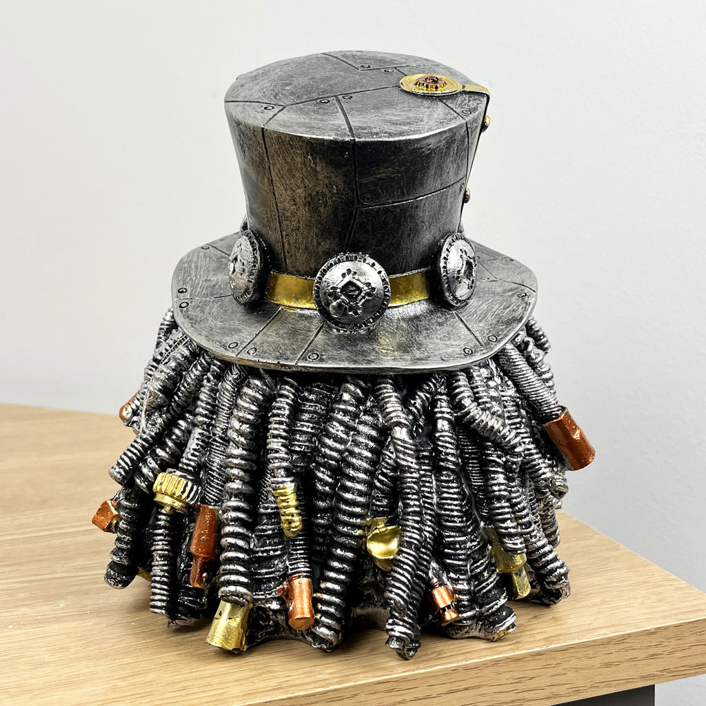 17.5cm Steampunk Dreadlocks Skull Ornament – Resin