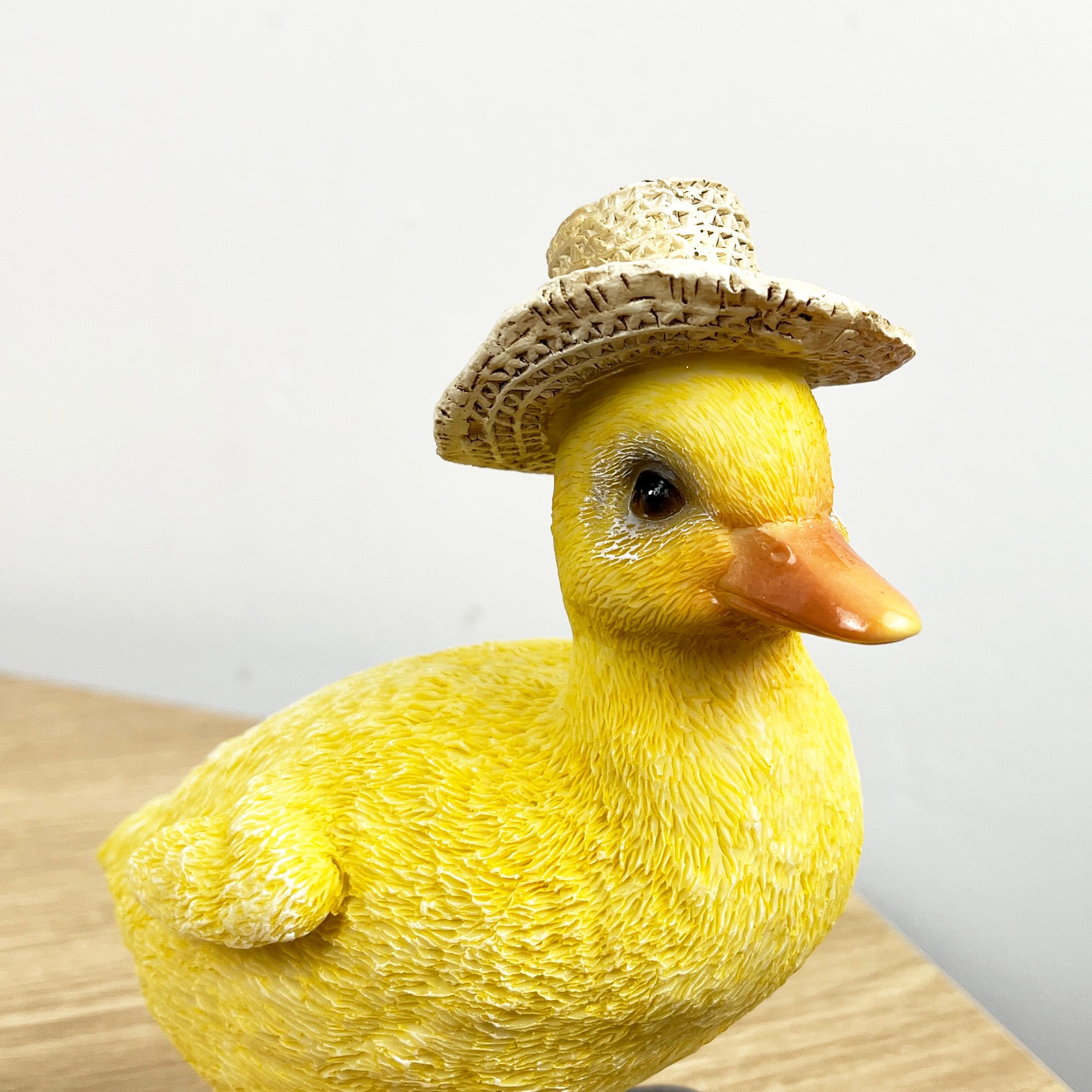 15cm Yellow Straw Hat Duck in Boots Ornament - Resin