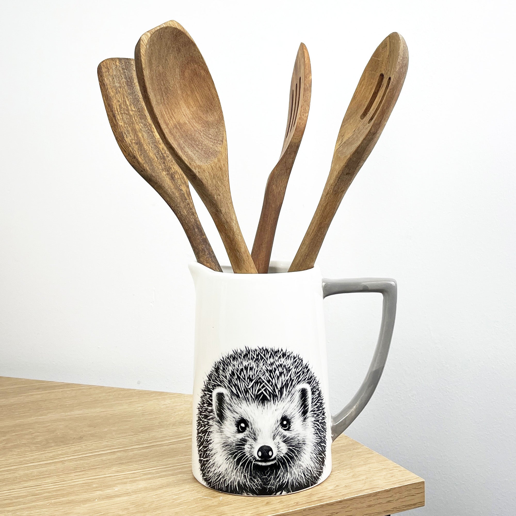 15cm White Hedgehog Utensil Storage Pot Jug - Ceramic