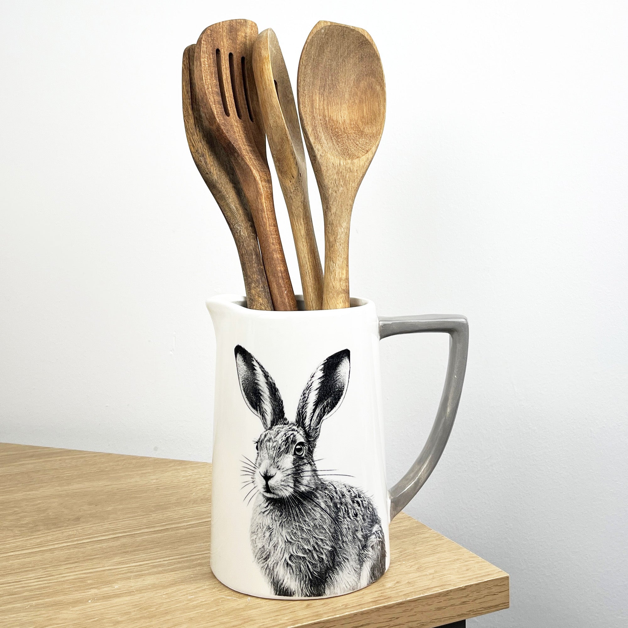 15cm White Hare Utensil Storage Pot Jug - Ceramic