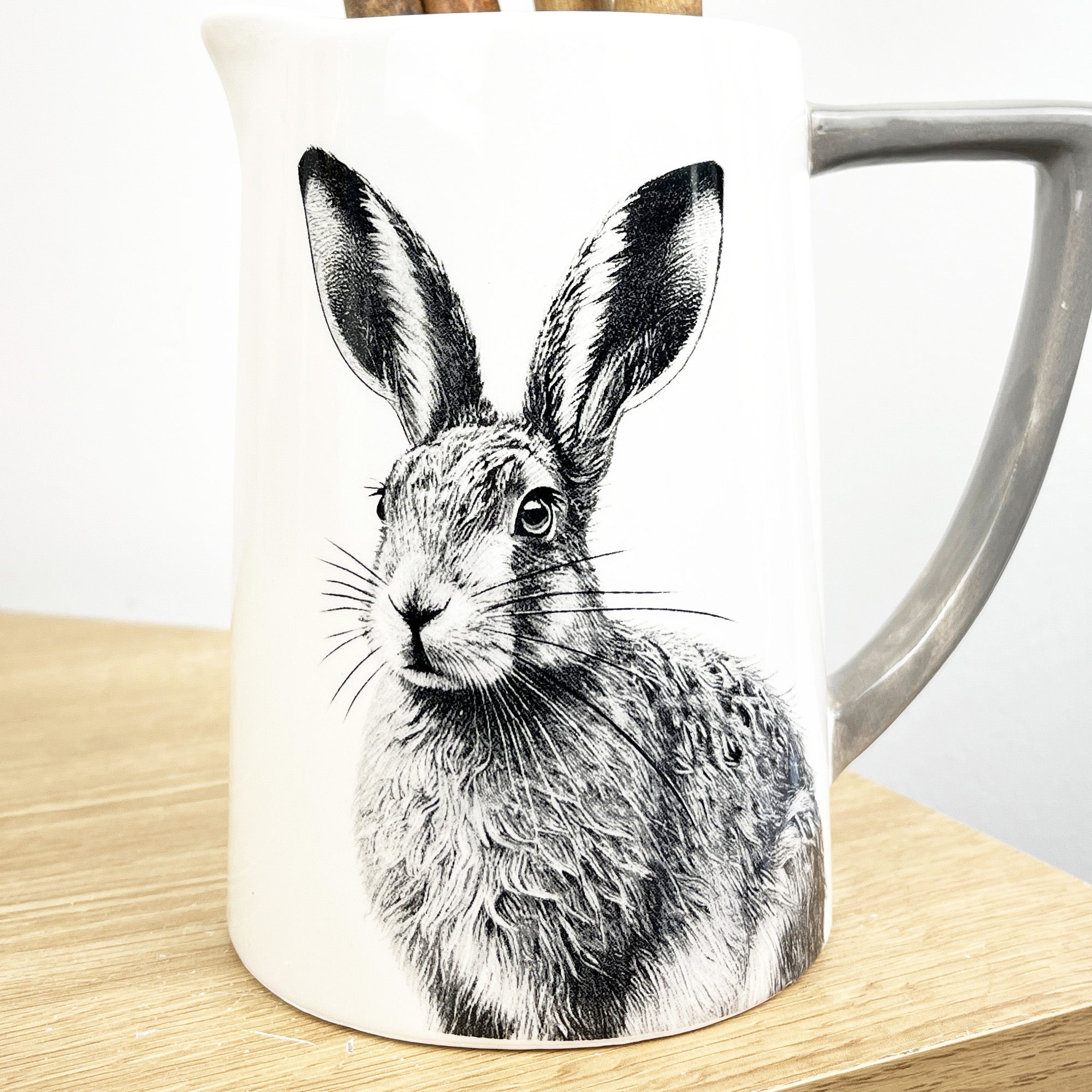 15cm White Hare Utensil Storage Pot Jug - Ceramic