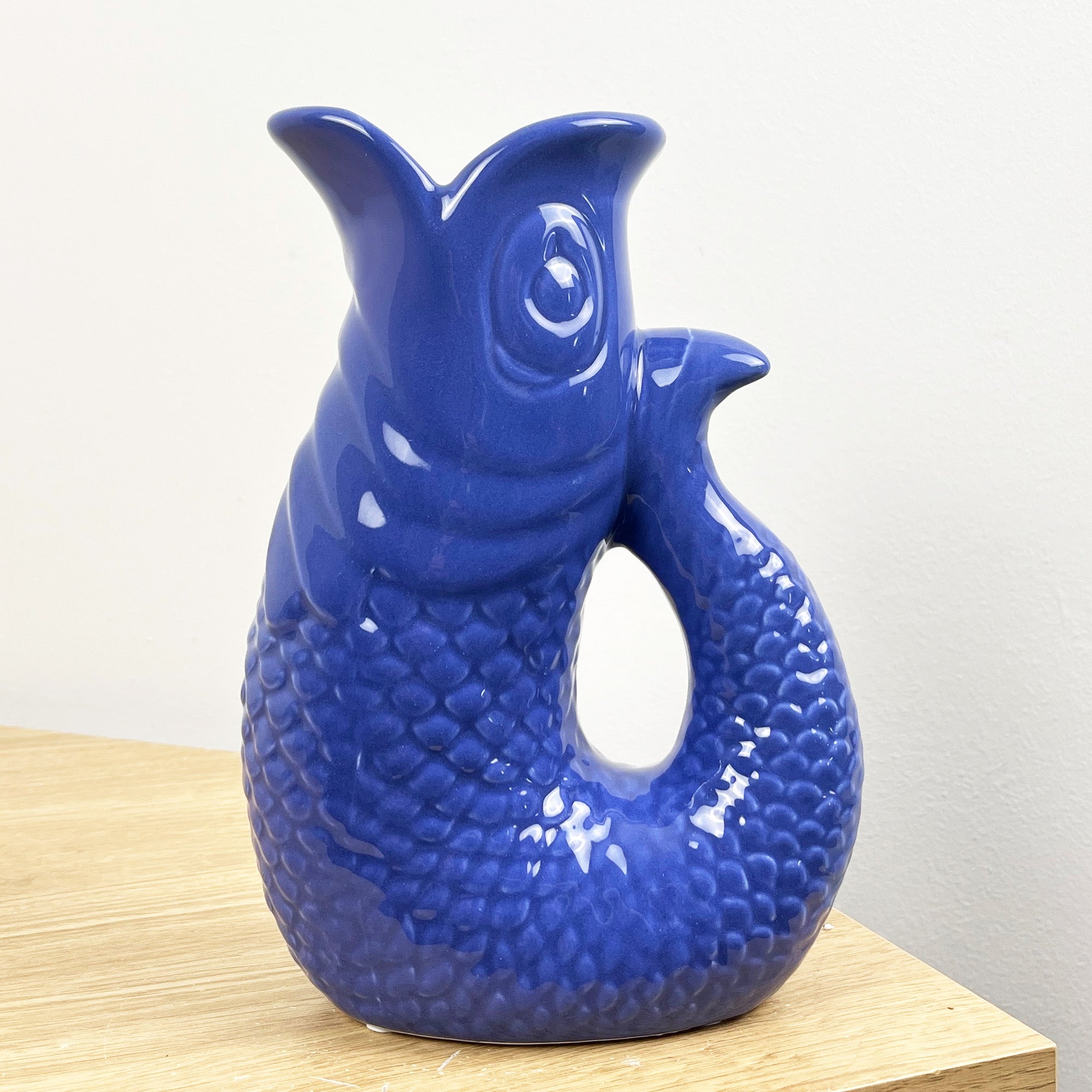 20.5cm Tall Nautical Fish Jug Ornament - Blue