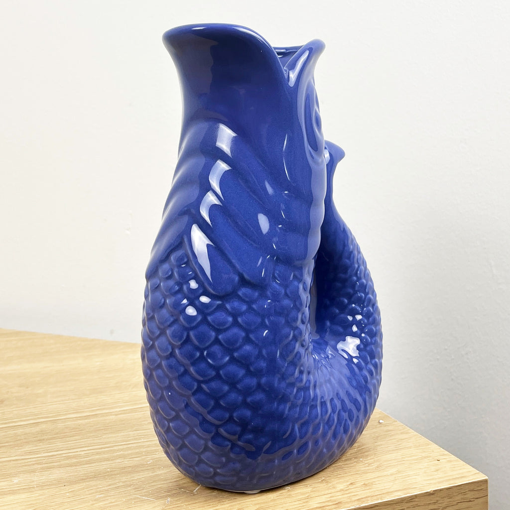 20.5cm Tall Nautical Fish Jug Ornament - Blue