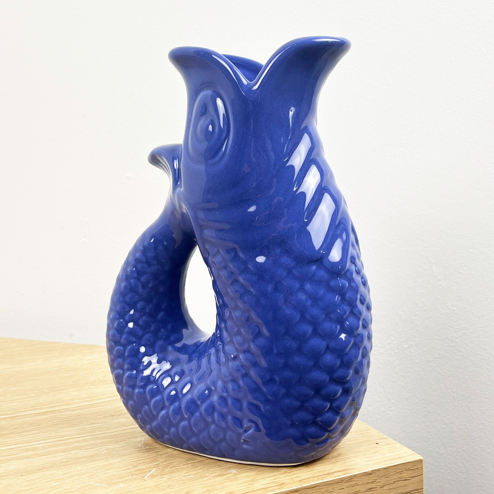 20.5cm Tall Nautical Fish Jug Ornament - Blue