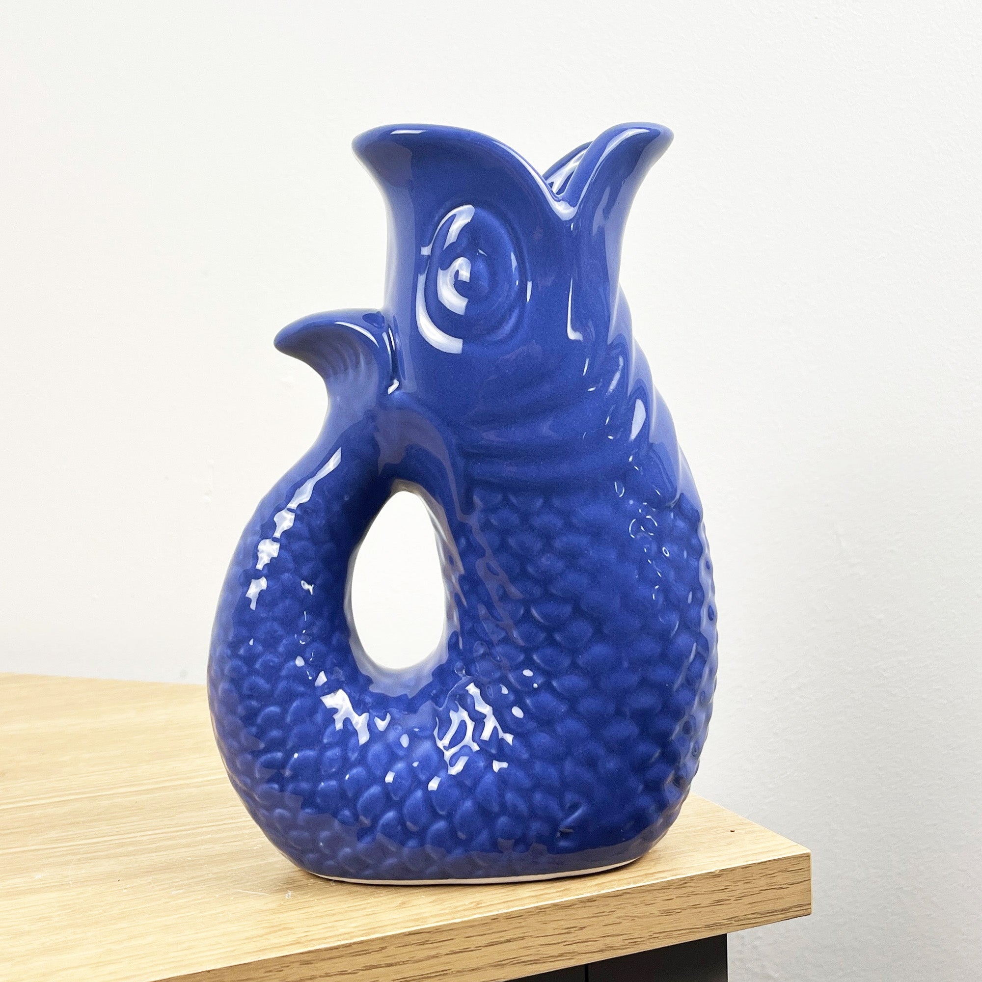 20.5cm Tall Nautical Fish Jug Ornament - Blue