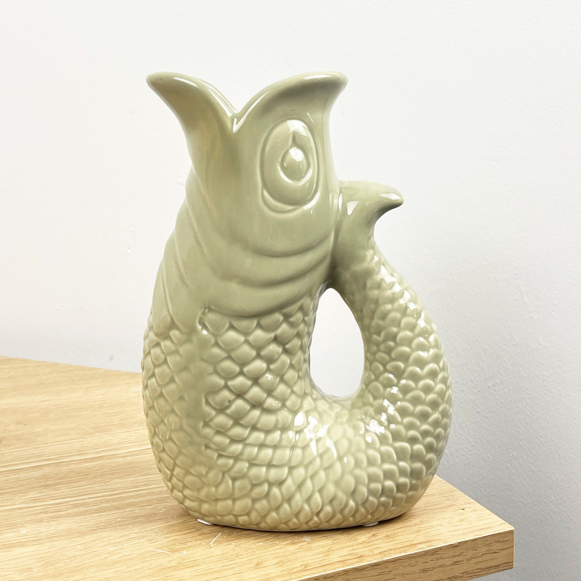 20.5cm Tall Nautical Fish Jug Ornament - Green