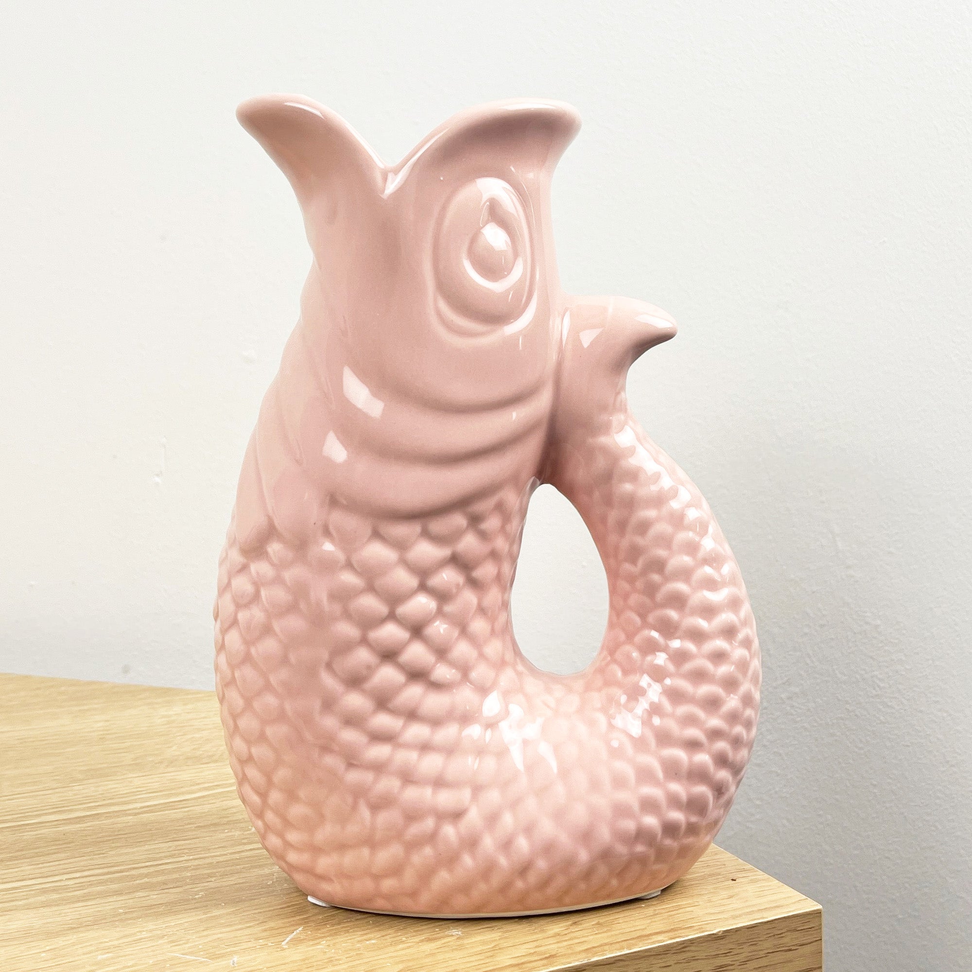 20.5cm Tall Nautical Fish Jug Ornament - Pastel Pink