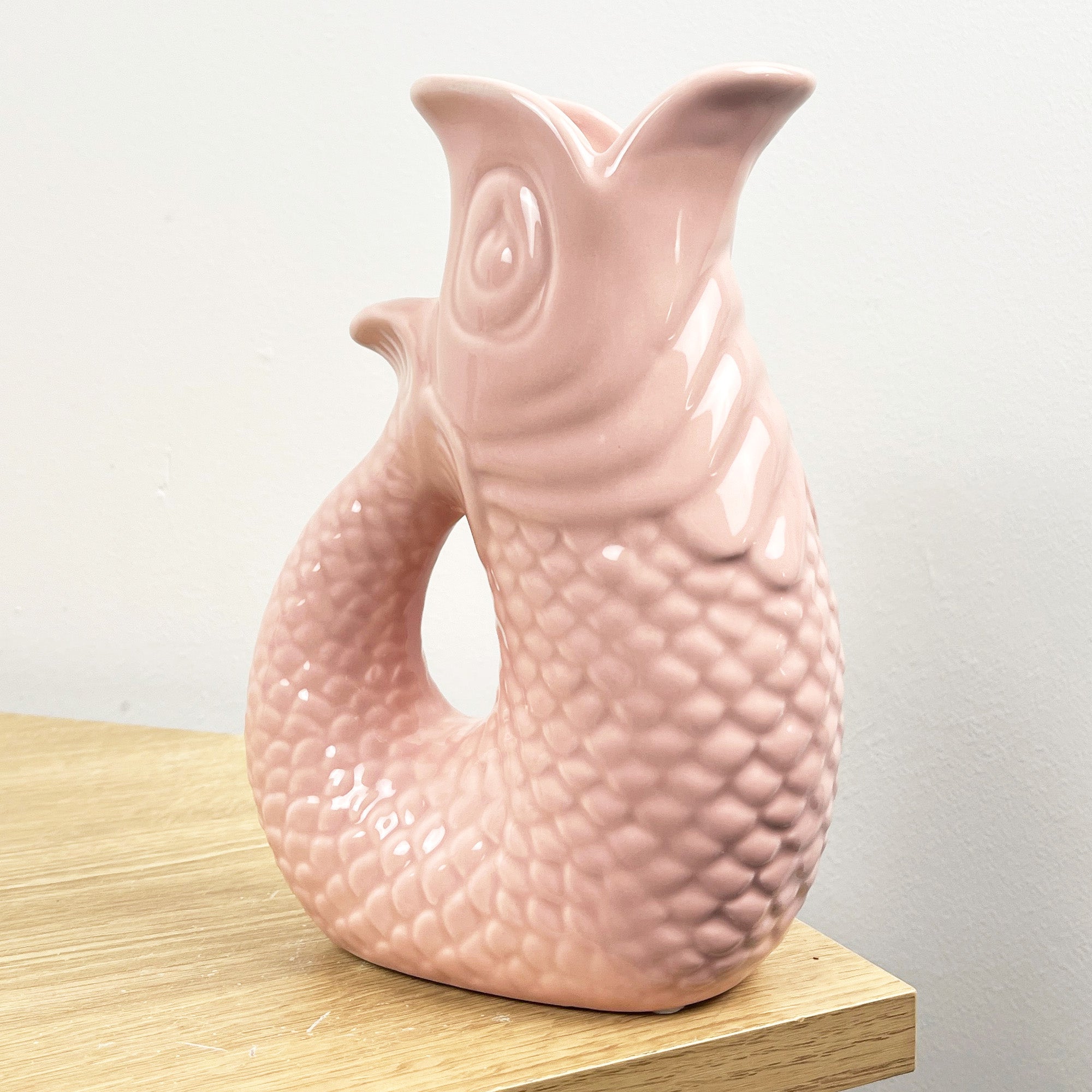 20.5cm Tall Nautical Fish Jug Ornament - Pastel Pink