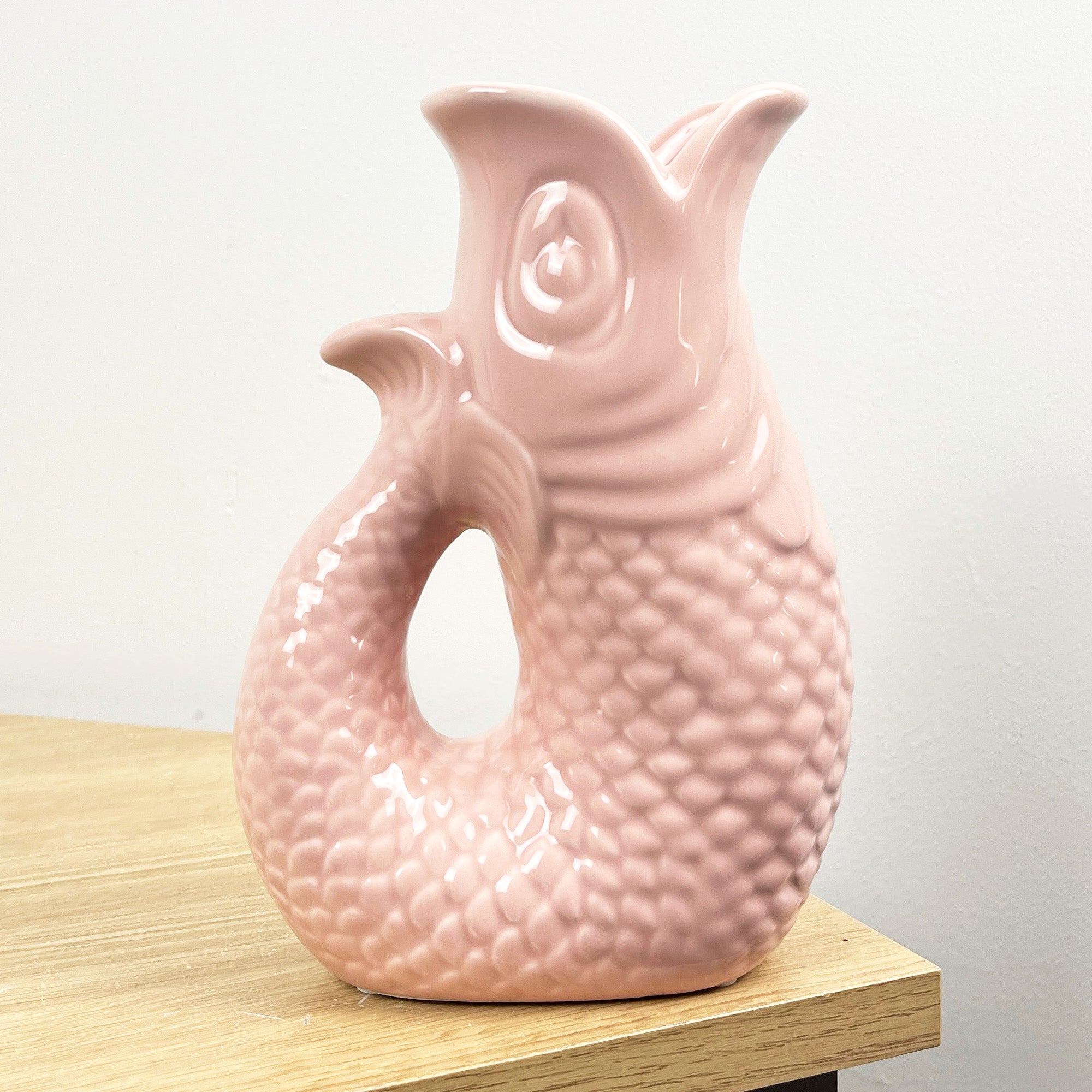 20.5cm Tall Nautical Fish Jug Ornament - Pastel Pink