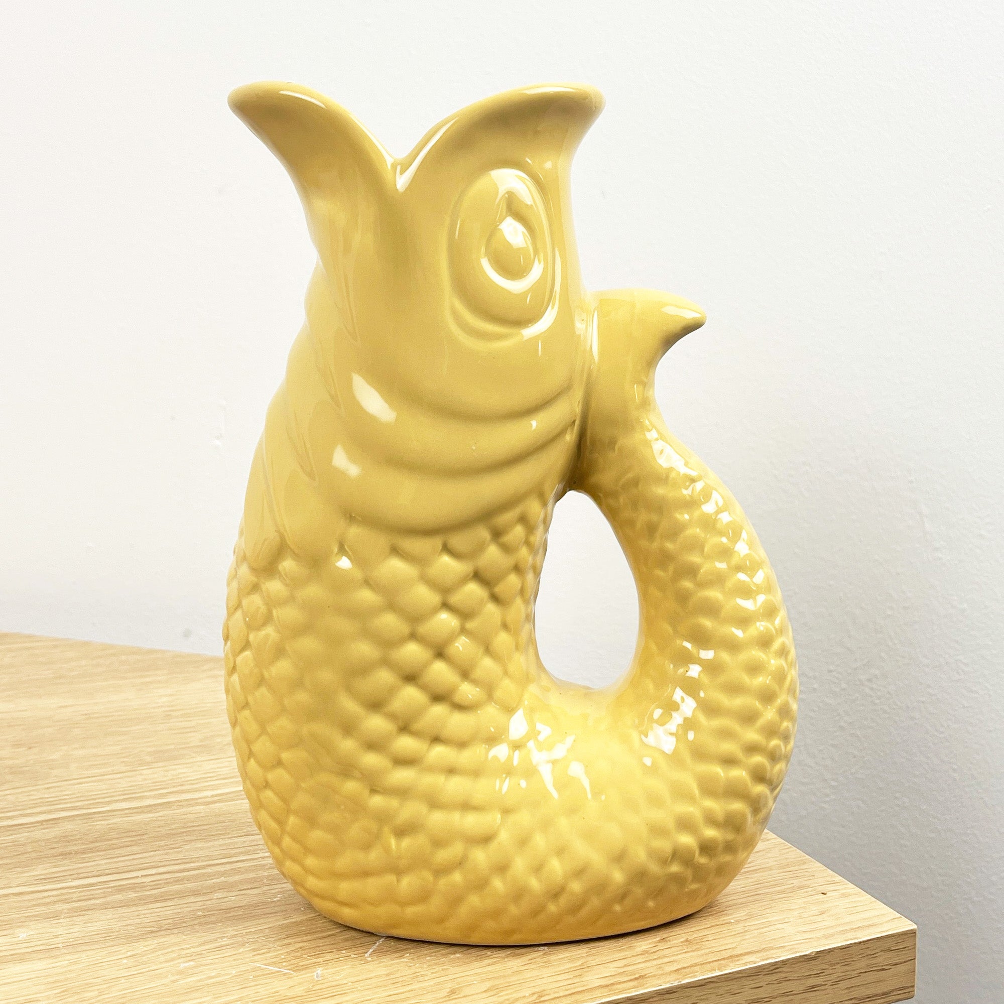 20.5cm Tall Nautical Fish Jug Ornament - Yellow