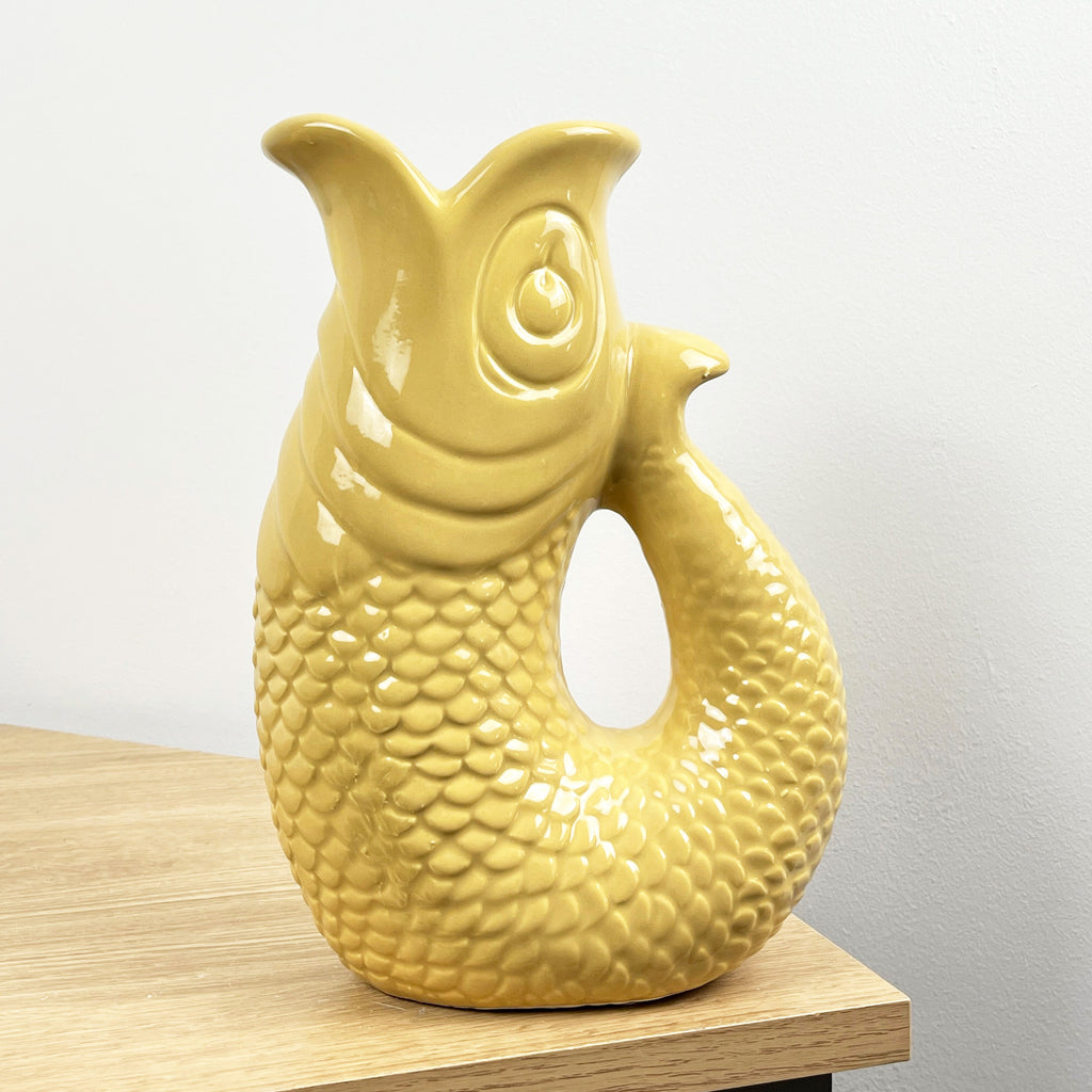 26.5cm Nautical Fish Jug Ornament - Yellow