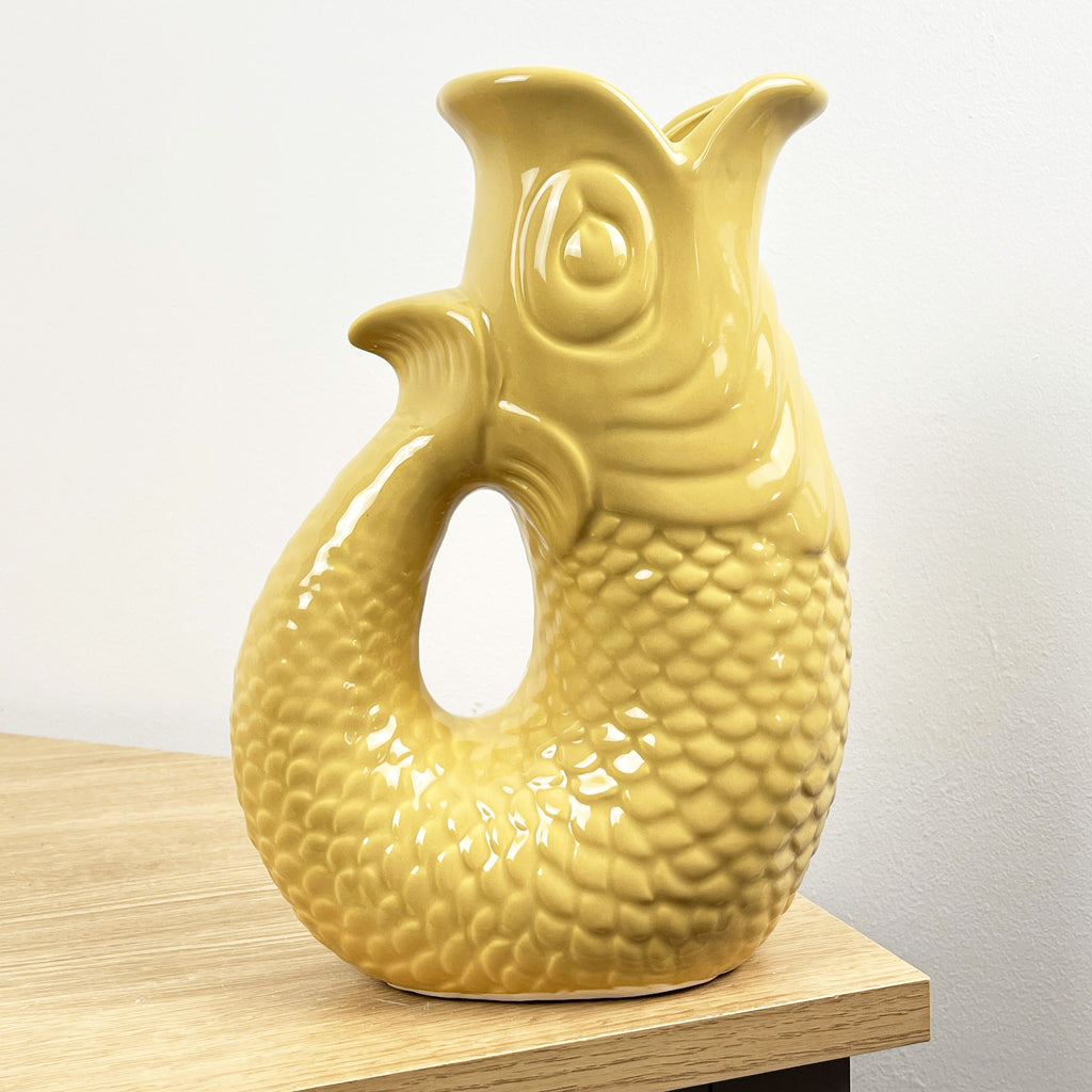 26.5cm Nautical Fish Jug Ornament - Yellow