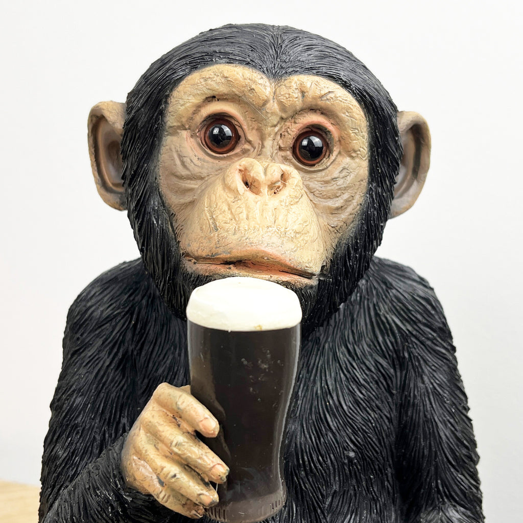 24cm Monkey Holding a Pint of Beer Ornament – Resin