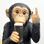 24cm Monkey with Middle Finger Holding a Pint of Beer Ornament – Resin