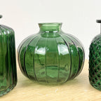3 Piece Green Glass Bud Vase Set - Mix #2