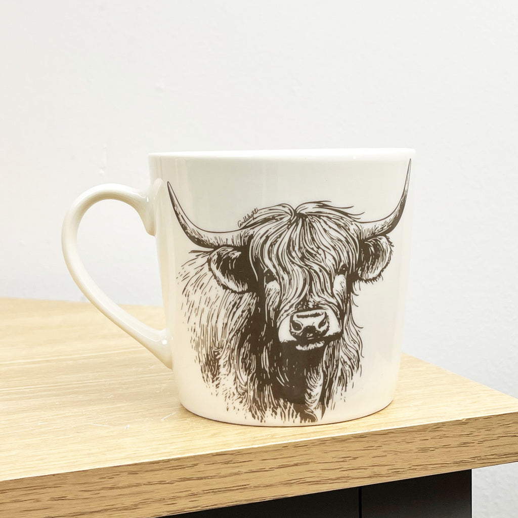 2 x 350ml Highland Cow Ceramic Mugs