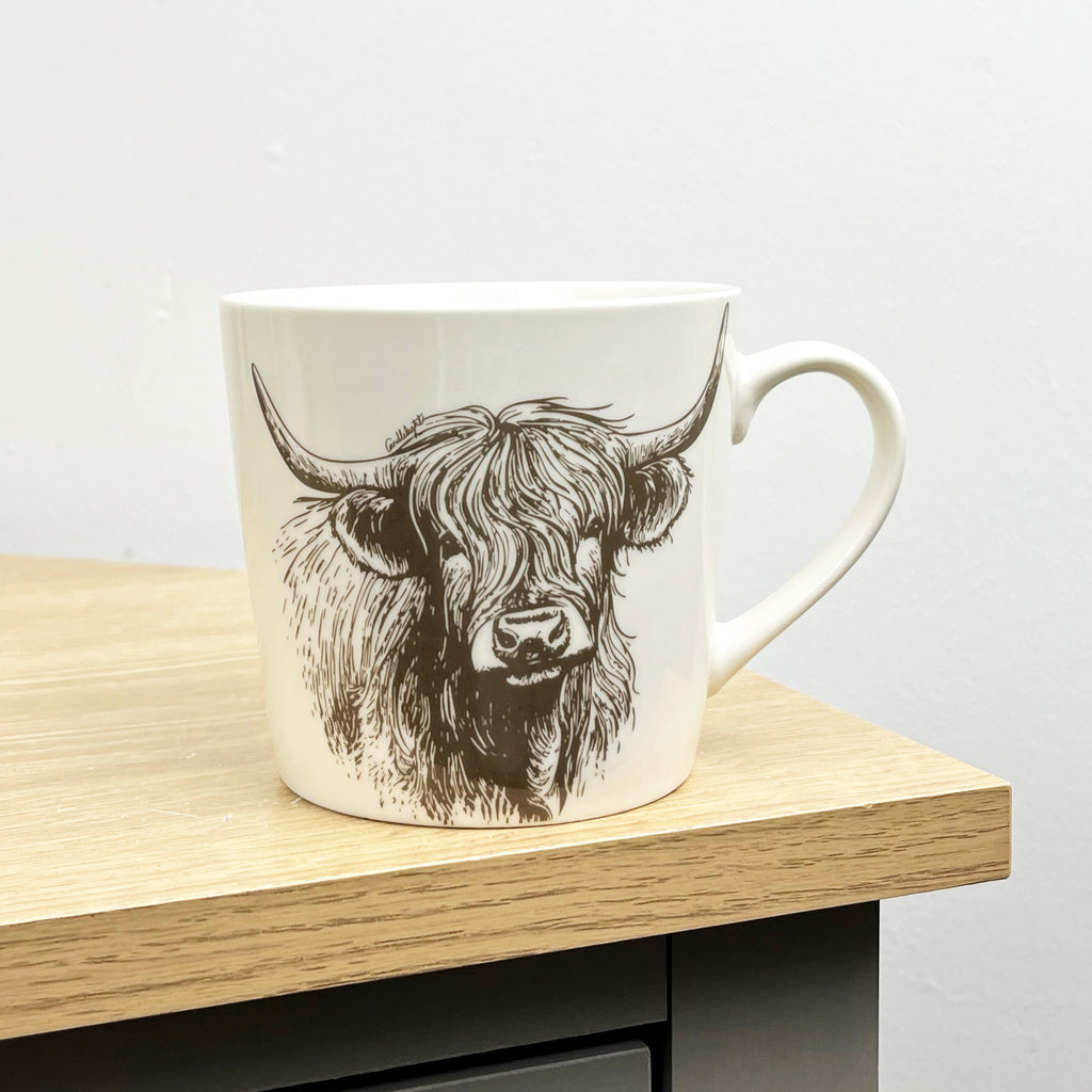 2 x 350ml Highland Cow Ceramic Mugs