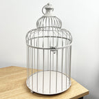 42cm Tall Round Decorative Metal Bird Cage – Grey