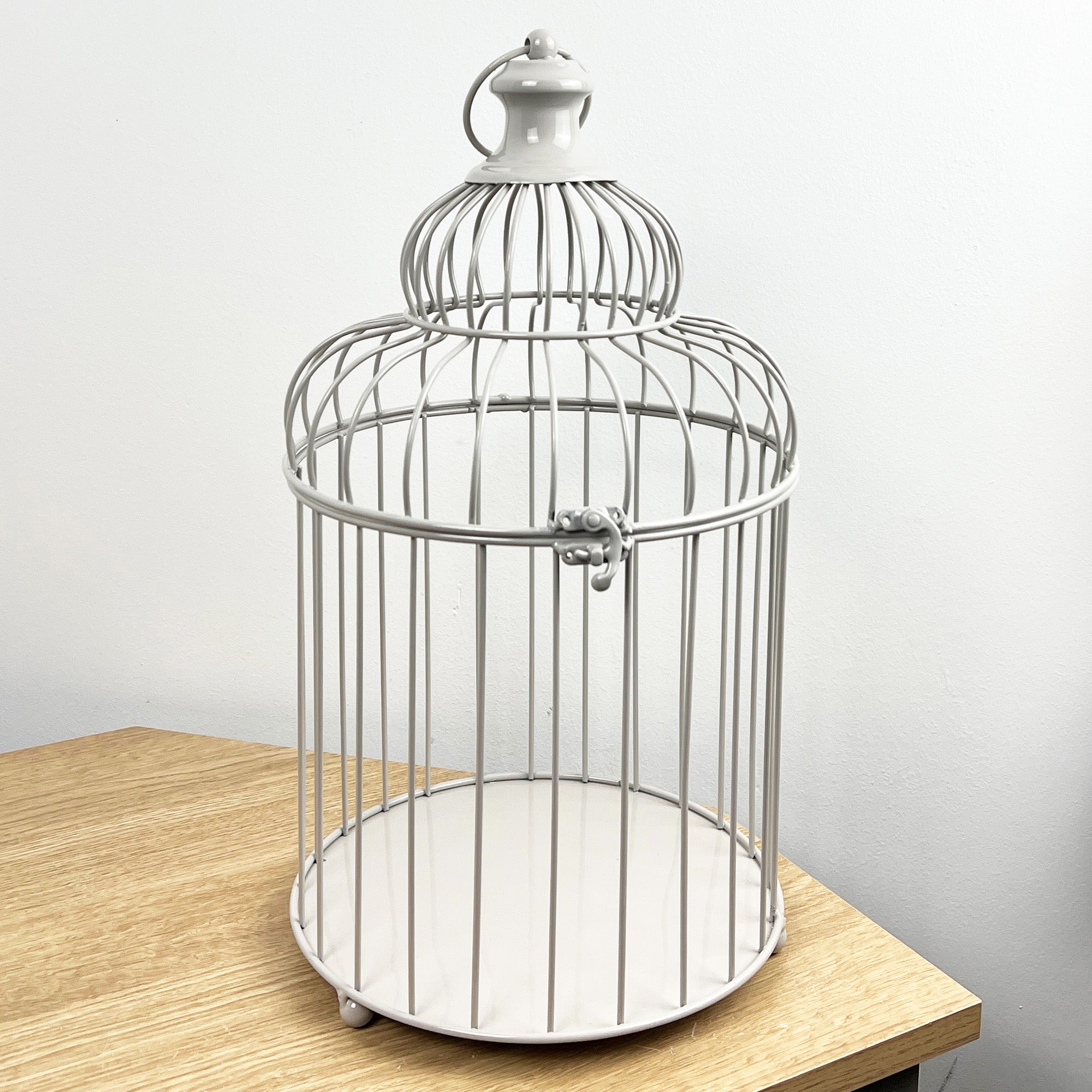 42cm Tall Round Decorative Metal Bird Cage – Grey